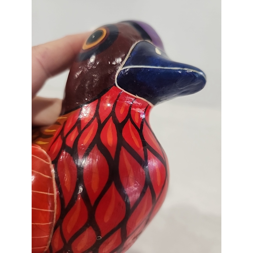 Mexican Folk Art Bird Pottery M Palacios Mexico Hand Painted Colorful 5" Tall - Picture 7 of 11